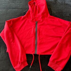 Cropped red shein zip up jacket